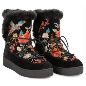 EUC Johnny Was Embroidered Freja Moon Boots size 8.5 Colorful HTF Women's Rare